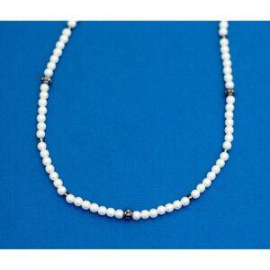 35 Inch Vintage White Beaded Necklace - D26